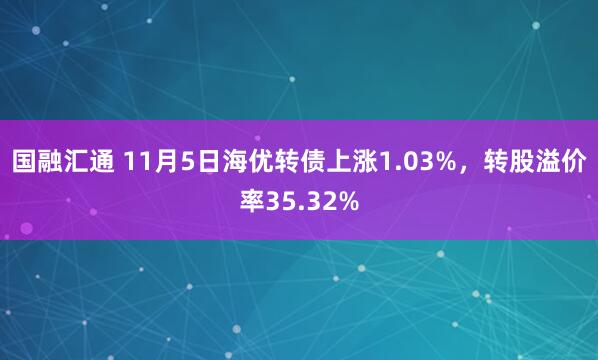 国融汇通 11月5日海优转债上涨1.03%，转股溢价率35.32%